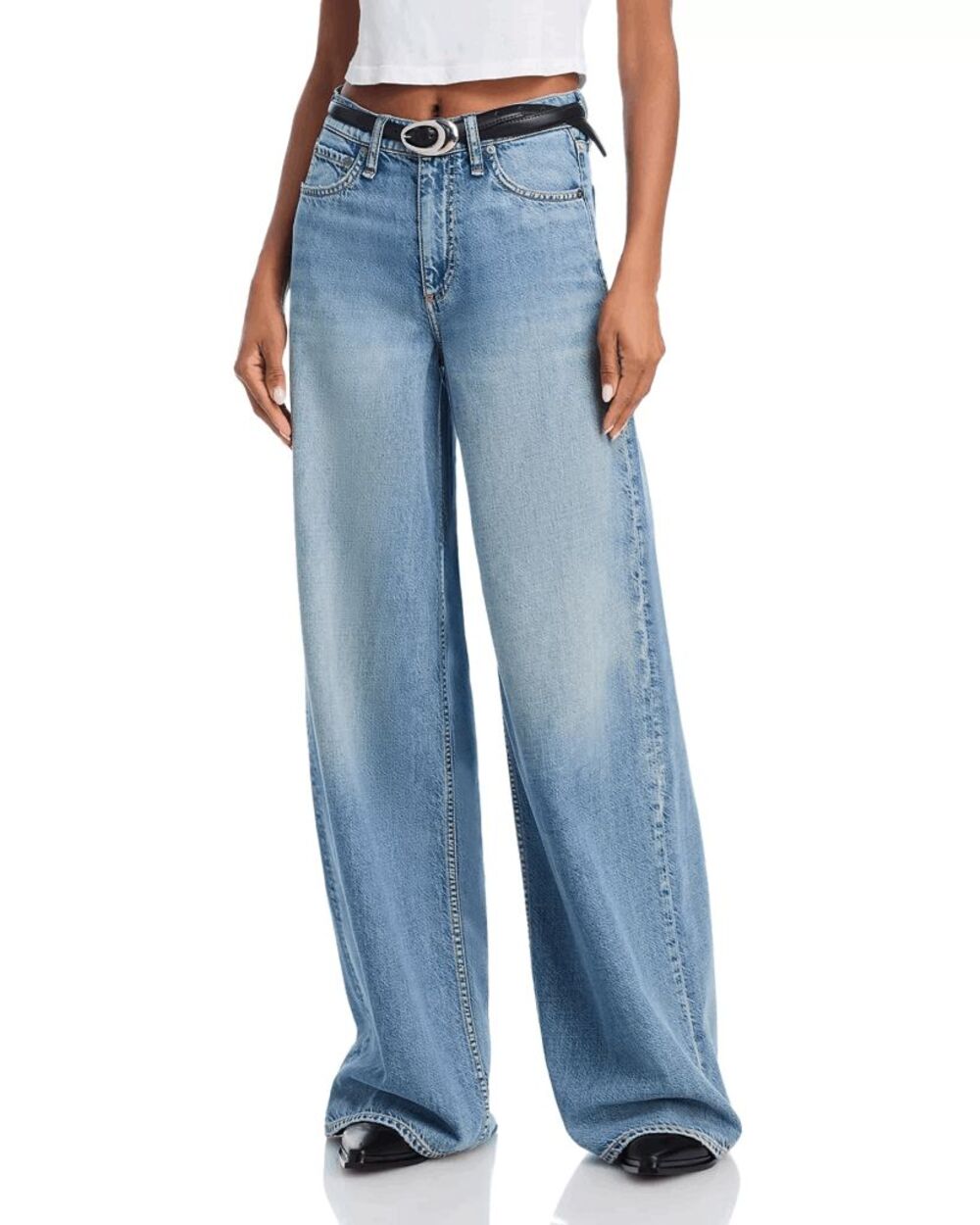 Rag & Bone Beverly Blue Denim Sofie High Rise Wide Leg Jeans Women's Size 26